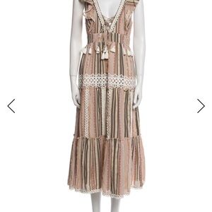 HEMANT & NANDITA Striped Midi Dress in Pink and Cream